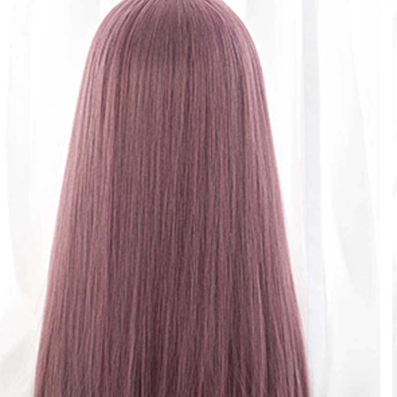 Fashion Pink Wig Female Long Straight Hair Hood
