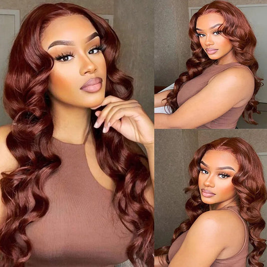 Front Lace Wig Red Long Curly Hair Big Wave