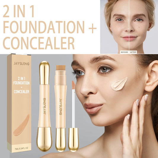 Long-Lasting Makeup Invisible Pores Liquid 2 in 1 Foundation+Concealer