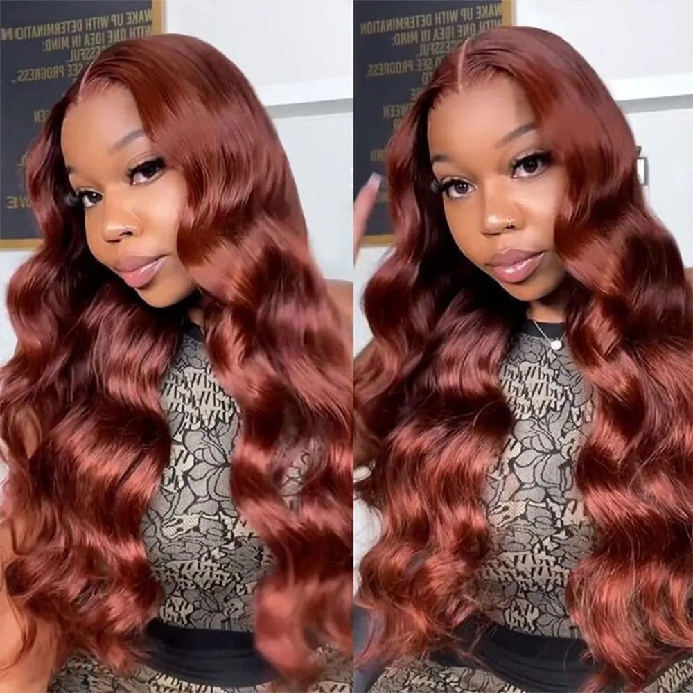 Front Lace Wig Red Long Curly Hair Big Wave