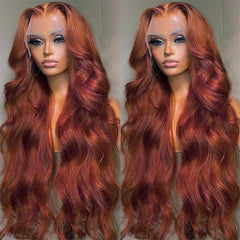 Front Lace Wig Red Long Curly Hair Big Wave