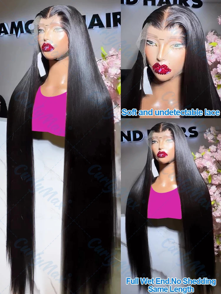 Brazilian Bone Straight Lace Frontal  13x4 13x6 HD Transparent Lace Front Human Hair Wigs 220% For Women