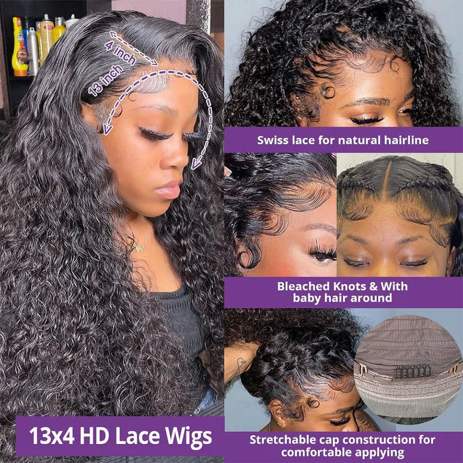 Hd Lace Wig 13x6 Human Hair Deep Wave Frontal Wig  Curly Wigs For Women Brazilian Hair 13x4 Water Wave Lace Front Wig