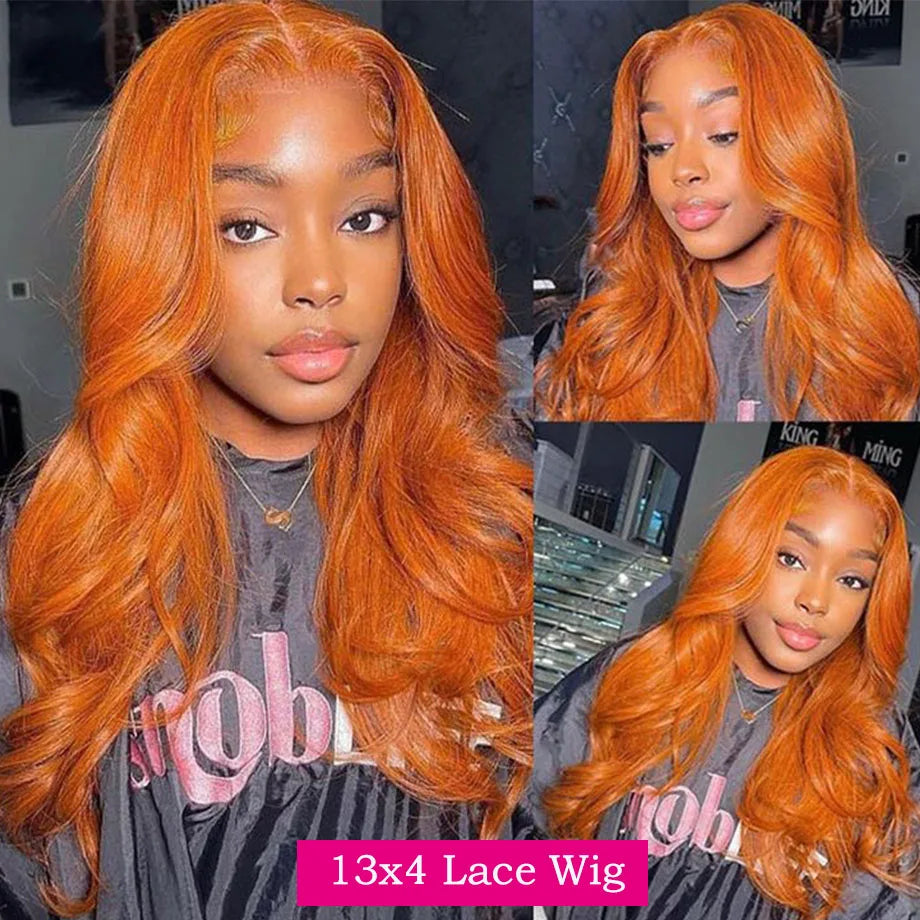 Colored Orange Ginger Lace Front Wigs Human Hair Body Wave 13x6 HD Lace Frontal Wig Loose Wave Brazilian Transparent Lace Wig