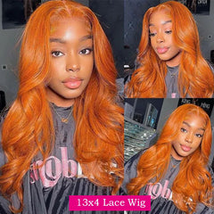 Colored Orange Ginger Lace Front Wigs Human Hair Body Wave 13x6 HD Lace Frontal Wig Loose Wave Brazilian Transparent Lace Wig