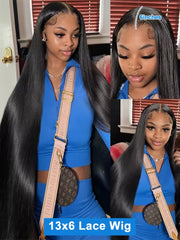 Brazilian Bone Straight Lace Frontal  13x4 13x6 HD Transparent Lace Front Human Hair Wigs 220% For Women