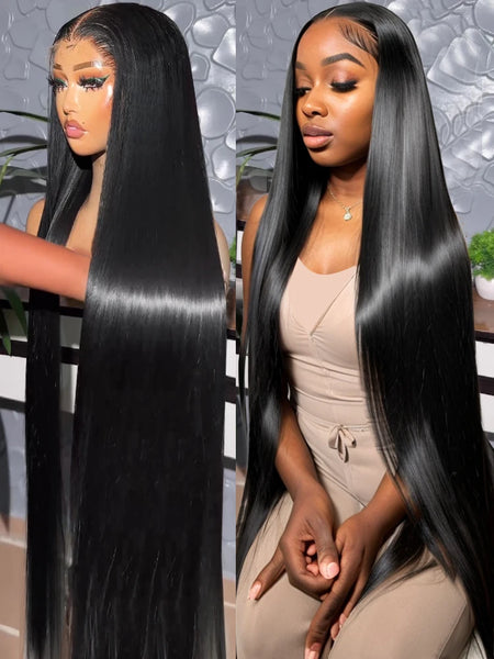 Brazilian Bone Straight Lace Frontal  13x4 13x6 HD Transparent Lace Front Human Hair Wigs 220% For Women