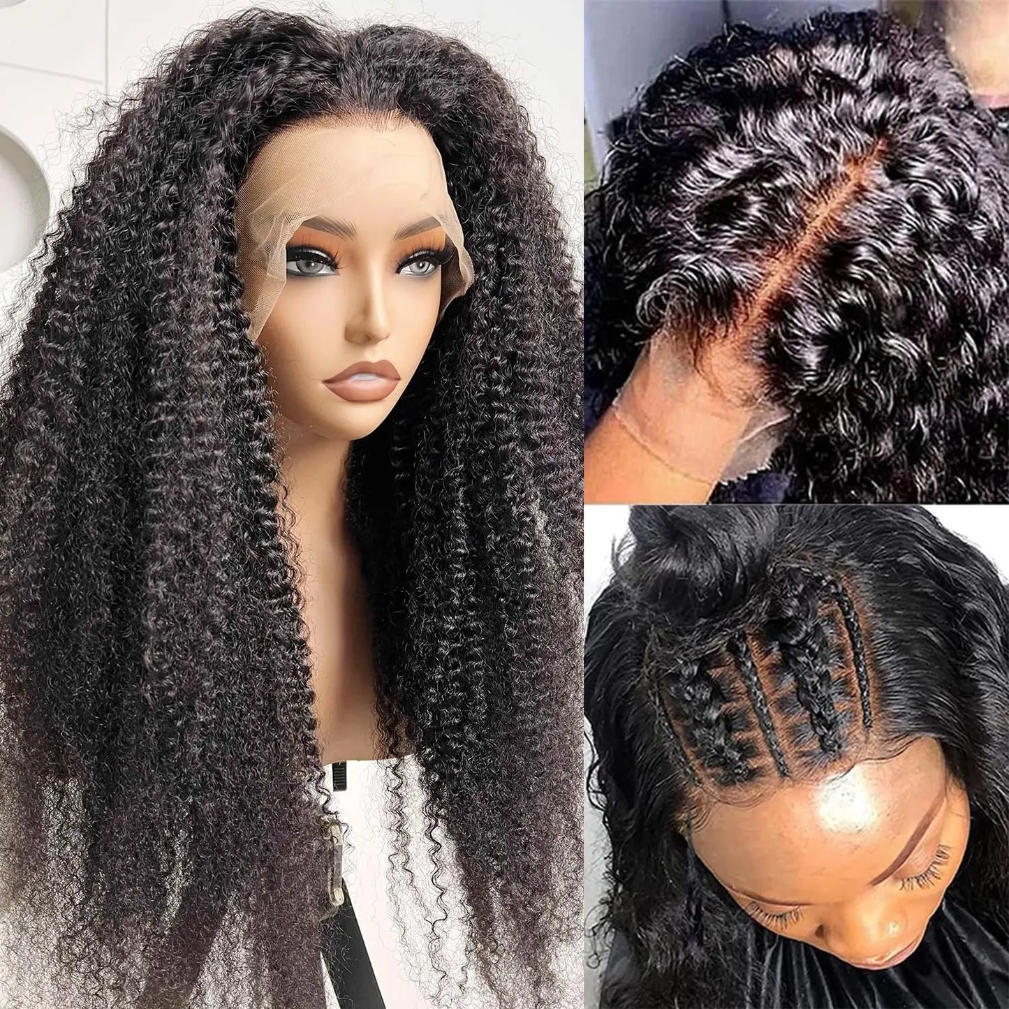 Kinky Curly Human Hair Wigs Pre Plucked Lace Frontal Wig Natural Color 100% Human Hair Jerry Curly Lace Front Wig