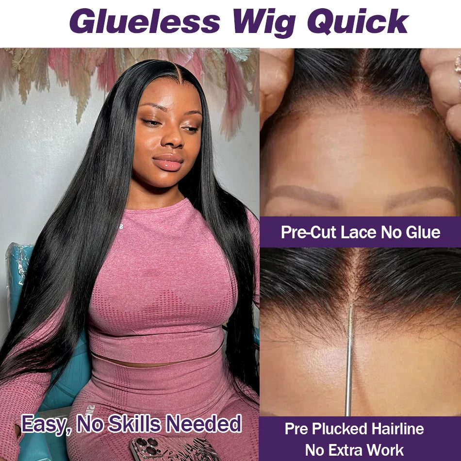 Ready To Wear Easy-Go Wig Bone Straight 13x4 Lace Frontal Wig Human Hair Preplucked 6x4 5x5 Transparent Lace Front Wig