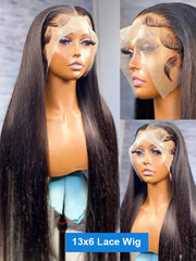 Brazilian Bone Straight Lace Frontal  13x4 13x6 HD Transparent Lace Front Human Hair Wigs 220% For Women